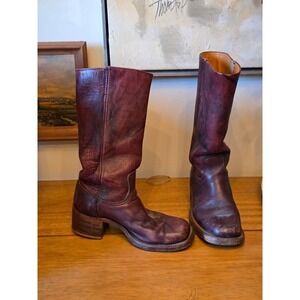 FRYE vintage campus boots garnet Women's Burgundy Leather Square Toe  8
